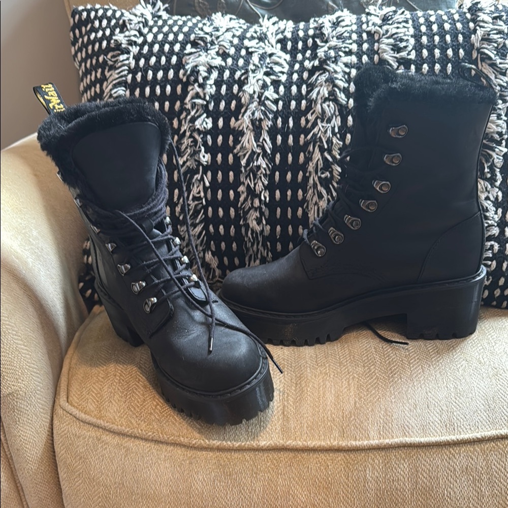 Black Fur-Lined Women's Doc Martens